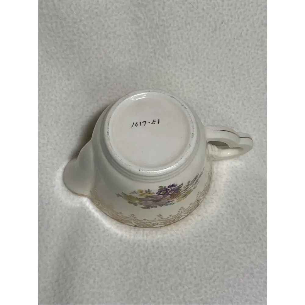 Vintage Alfred Meakin Creamer Pitcher- Floral Motif with Golden Rim
